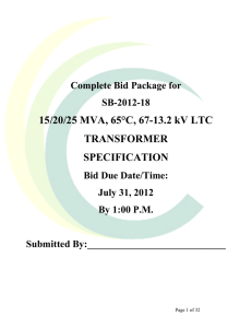 15/20/25 MVA, 65°C, 67-13.2 kV LTC TRANSFORMER