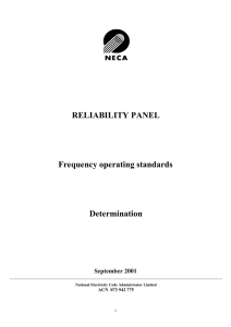 Frequency operating standards - September 2001
