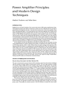 Power Amplifier Principles and Modern Design Techniques