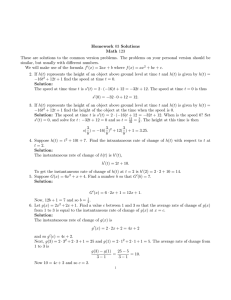 Solutions to Homework 03, Rates of Change
