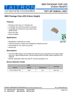 TSP1-BF1608H6-L1M2Y 0603 PACKAGE CHIP LED (0.6mm HEIGHT)