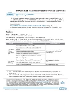 LVDS SERDES Transmitter / Receiver IP Cores User Guide