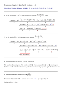 Precalculus Chapter 2 Quiz Part I (sections 1 – 4)