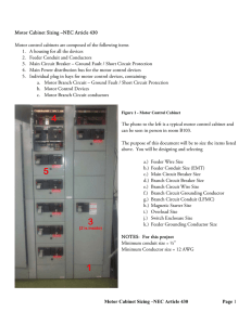 Motor Cabinet Sizing –NEC Article 430 Motor control cabinets are