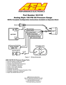 Part Number 30-5135 Analog Style 150 PSI Oil Pressure Gauge