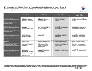 Knowledge and Thinking Rubric for Social Studies Grade 10