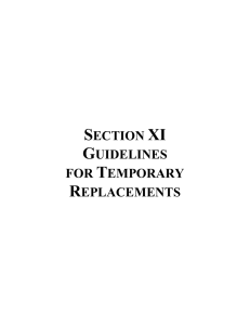 SECTION XI GUIDELINES FOR TEMPORARY REPLACEMENTS
