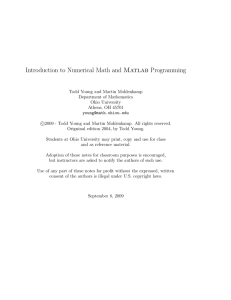 Introduction to Numerical Math and Matlab Programming