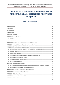 Code of Practice on Secondary Use of Medical Data in