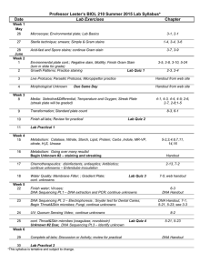 Professor Lester`s BIOL 210 Summer 2015 Lab Syllabus* Date Lab