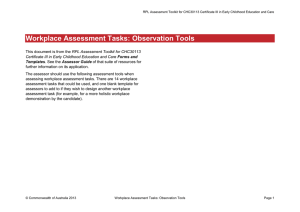 Workplace Assessment Tasks: Observation Tools