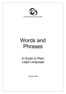 Words and Phrases - ACT Parliamentary Counsel`s Office