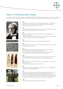 History of Polycarbonate at Bayer