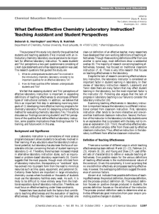 What Defines Effective Chemistry Laboratory Instruction? Teaching