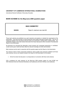 MARK SCHEME for the May/June 2006 question paper 0620
