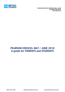 PEARSON EDEXCEL MAY / JUNE 2016 A guide for