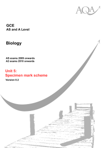 GCE Biology Specimen Question Paper Unit 5