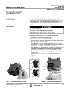Auxiliary Contact Kit, Class 9999, Type AC04