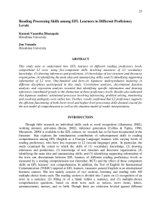 Reading Processing Skills among EFL Learners in Different