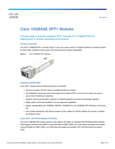 Cisco 10GBASE SFP+ Modules Data Sheet