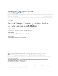 Genetically Modified Seeds as De Facto Standard Essential Patents