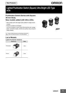 Lighted Pushbutton Switch (Square) Ultra Bright LED Type