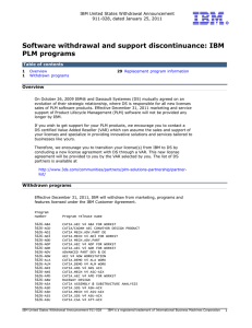 Software withdrawal and support discontinuance: IBM PLM programs