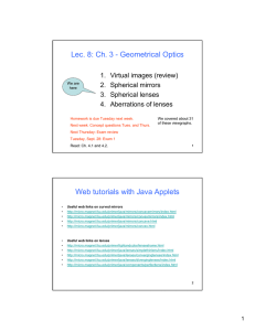 Lec. 8: Ch. 3 - Geometrical Optics Web tutorials with Java Applets