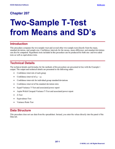 Two-Sample T-Test from Means and SD`s