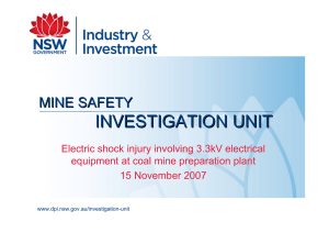 electric shock injury involving 3.3kV electrical equipment at coal