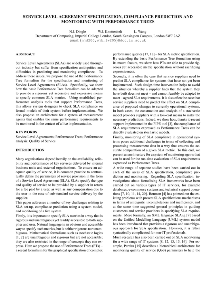 Service Level Agreement Specification Compliance Prediction