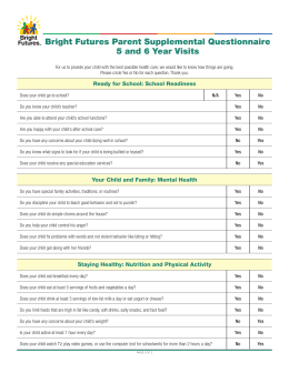 Bright Futures Previsit Questionnaire 5 Year Visit