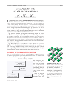 ANALYSIS OF THE SILVER GROUP CATIONS
