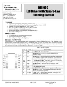 DEI1090 LED Driver with Square-Law Dimming Control