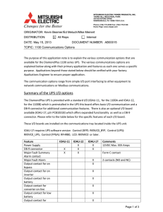 Summary of the UPS I/O options