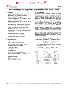 LM5046 Phase-Shifted Full-Bridge PWM Controller with Integrated