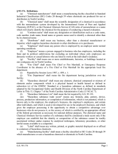 G.S. 95-174 Page 1 § 95-174. Definitions. (a) "Chemical