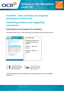 Unit R074 – How scientists use analytical techniques to collect data
