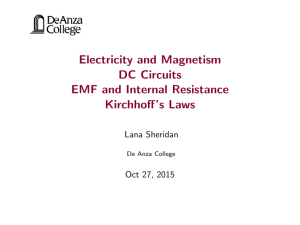 Electricity and Magnetism DC Circuits EMF and Internal Resistance