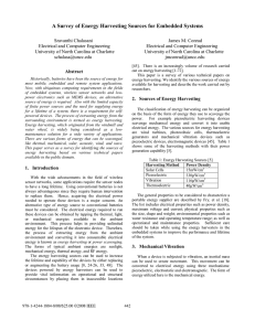 A Survey of Energy Harvesting Sources for Embedded Systems