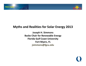 Myths and Realities for Solar Energy 2013