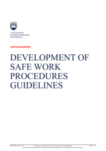 Development of Safe Work Procedures Guidelines - Staff