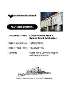 Document Title: Conservation Area 1. Ryland Road Edgbaston Date