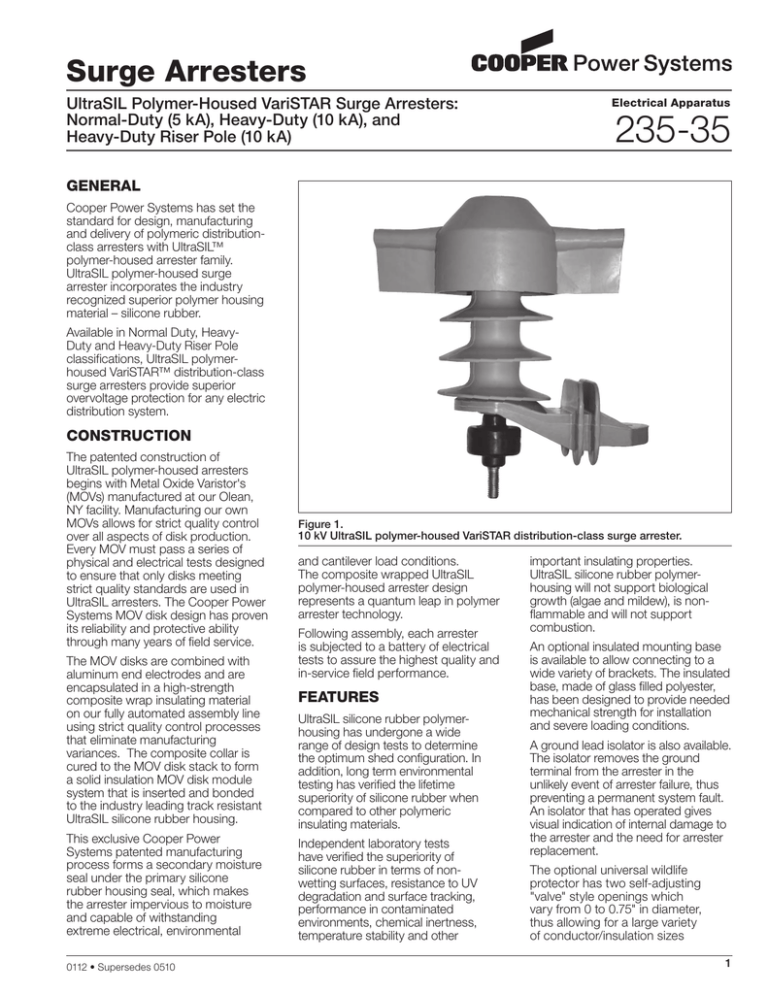 235-35 UltraSIL Polymer-Housed VariSTAR Surge Arresters