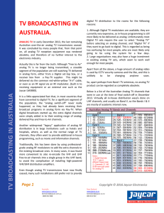 TV BROA D CASTING IN AU STRA LIA TV