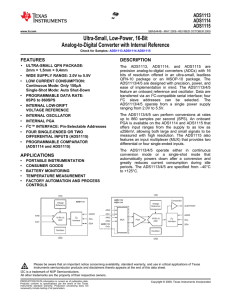 Ultra-Small, Low-Power, 16-Bit ADC with Internal Reference (Rev. B)