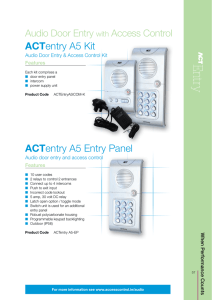 ACTentry A5 Kit ACTentry A5 Entry Panel