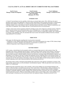 calculated vs. actual short circuit currents for vrla batteries