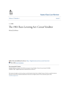 The 1961 Rees-Levering Act: Caveat Venditor