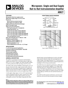 AD627 Micropower, Single and Dual Supply Rail-to